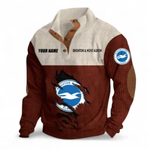 Brighton Fans Gift Men's Stand Up Collar Base Shirt, All Over Print Men's Stand Up Collar Base Shirt For Sport Fan, Custom Name EPL117073125261-Dark Red