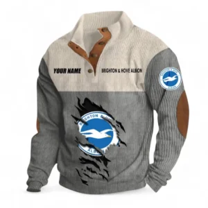 Brighton Fans Gift Men's Stand Up Collar Base Shirt, All Over Print Men's Stand Up Collar Base Shirt For Sport Fan, Custom Name EPL117073125261-Gray