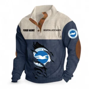 Brighton Fans Gift Men's Stand Up Collar Base Shirt, All Over Print Men's Stand Up Collar Base Shirt For Sport Fan, Custom Name EPL117073125261-Navy Blue