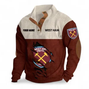 West Ham United Fans Gift Men's Stand Up Collar Base Shirt, All Over Print Men's Stand Up Collar Base Shirt For Sport Fan, Custom Name EPL117073125264-Dark Red