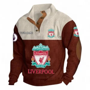 Liverpool Fans Gift Men's Stand Up Collar Base Shirt, All Over Print Men's Stand Up Collar Base Shirt For Sport Fan, Custom Name EPL118073125555-Dark Red