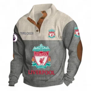 Liverpool Fans Gift Men's Stand Up Collar Base Shirt, All Over Print Men's Stand Up Collar Base Shirt For Sport Fan, Custom Name EPL118073125555-Gray
