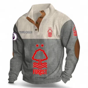Nottingham Forest Fans Gift Men's Stand Up Collar Base Shirt, All Over Print Men's Stand Up Collar Base Shirt For Sport Fan, Custom Name EPL118073125565-Gray