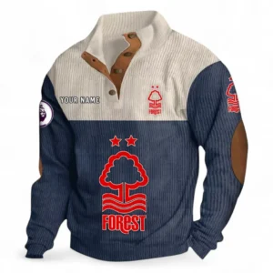 Nottingham Forest Fans Gift Men's Stand Up Collar Base Shirt, All Over Print Men's Stand Up Collar Base Shirt For Sport Fan, Custom Name EPL118073125565-Navy Blue