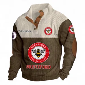 Brentford Fans Gift Men's Stand Up Collar Base Shirt, All Over Print Men's Stand Up Collar Base Shirt For Sport Fan, Custom Name EPL118073125572-Brown