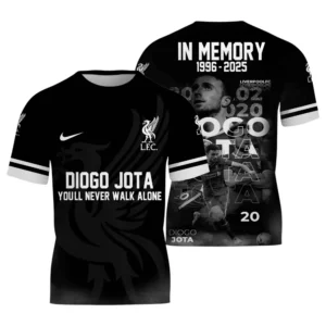 Diogo Jota In Memory T-Shirt 3D,  You'll Never Walk Alone T-Shirt For Liverpool Fan EPL98070425680