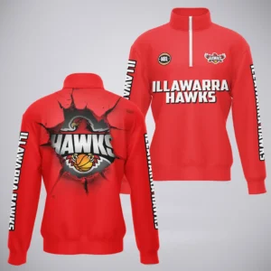 Illawarra Hawks Quarter-Zip Sweatshirt  NBL Australia 2025 For Fan Illawarra Hawks HVN1146IH071925QZ