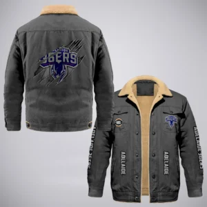 Adelaide 36ers Jacket Fur Collar Fleece  NBL 2025 For Fan Adelaide 36ers HVN1162072525AD HVN1162072525ADCFJ - Gray