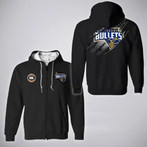 Brisbane Bullets Zipper Hoodie  NBL 2025 For Fan Brisbane Bullets HVN1162072525BB HVN1162072525BBZHD - Black