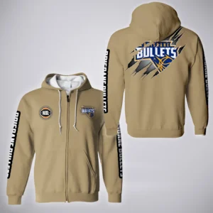 Brisbane Bullets Zipper Hoodie  NBL 2025 For Fan Brisbane Bullets HVN1162072525BB HVN1162072525BBZHD - Khaki