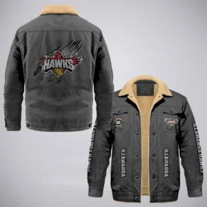 Illawarra Hawks Jacket Fur Collar Fleece  NBL 2025 For Fan Illawarra Hawks HVN1162072525IH HVN1162072525IHCFJ - Gray