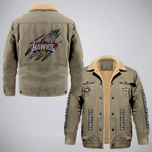 Illawarra Hawks Jacket Fur Collar Fleece  NBL 2025 For Fan Illawarra Hawks HVN1162072525IH HVN1162072525IHCFJ - Khaki
