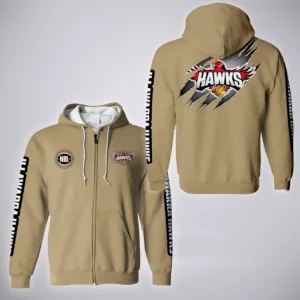 Illawarra Hawks Zipper Hoodie  NBL 2025 For Fan Illawarra Hawks HVN1162072525IH HVN1162072525IHZHD - Khaki