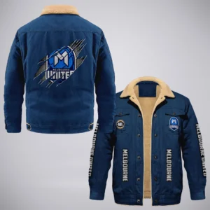 Melbourne United Jacket Fur Collar Fleece  NBL 2025 For Fan Melbourne United HVN1162072525MU HVN1162072525MUCFJ - Blue