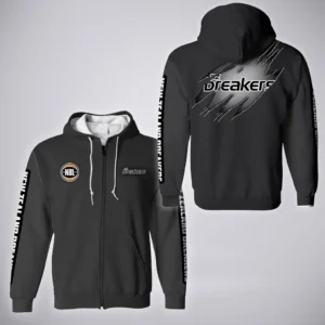 New Zealand Breakers Zipper Hoodie  NBL 2025 For Fan New Zealand Breakers HVN1162072525NB  HVN1162072525NBZHD - Gray