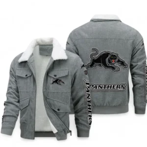Penrith Panthers Thickened Corduroy Jacket, All Over Print Thickened Corduroy Jacket For Sport Fan NRL103072425669-Gray