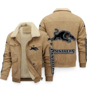 Penrith Panthers Thickened Corduroy Jacket, All Over Print Thickened Corduroy Jacket For Sport Fan NRL103072425669-Khaki