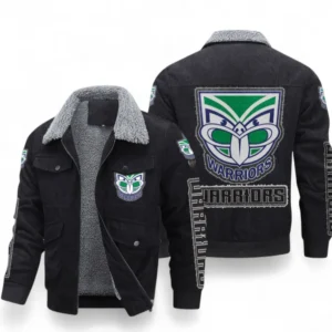 New Zealand Warriors Thickened Corduroy Jacket, All Over Print Thickened Corduroy Jacket For Sport Fan NRL103072425671-Black
