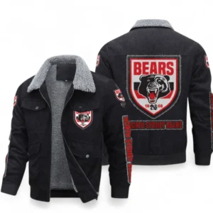 North Sydney Bears Thickened Corduroy Jacket, All Over Print Thickened Corduroy Jacket For Sport Fan NRL103072425679-Black