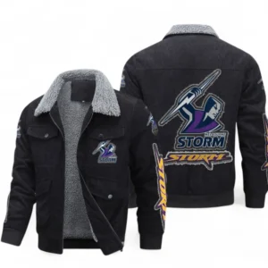 Melbourne Storm Thickened Corduroy Jacket, All Over Print Thickened Corduroy Jacket For Sport Fan NRL103072425681-Black