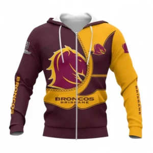 Brisbane Broncos Zipper Hoodie, All Over Print Zipper Hoodie For Sport Fan NRL137072525013-Zipper Hoodie