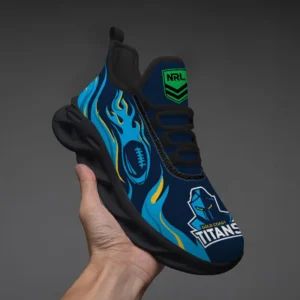 Gold Coast Titans Fans Gift Max Soul Shoes, All Over Print Max Soul Shoes For Sport Fan, Custom Name NRL149071725114-Black