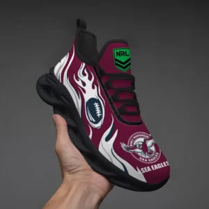 Manly Warringah Sea Eagles Fans Gift Max Soul Shoes, All Over Print Max Soul Shoes For Sport Fan, Custom Name NRL149071725117-Black