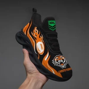 Wests Tigers Fans Gift Max Soul Shoes, All Over Print Max Soul Shoes For Sport Fan, Custom Name NRL149071725124-Black