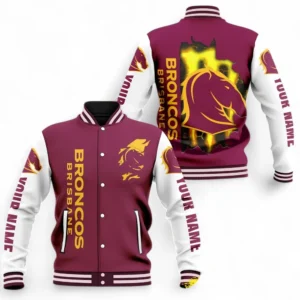 Brisbane Broncos  Baseball Jacket, All Over Print Baseball Jacket For Sport Fan, Custom Name NRL155072125344