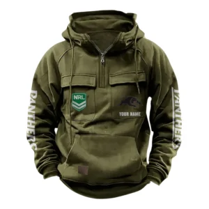 Penrith PanthersTactical Quarter Zip Hoodie, All Over Print Tactical Quarter Zip Hoodie NRL159070725333-Army Green