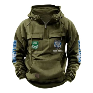 Canterbury-Bankstown BulldogsTactical Quarter Zip Hoodie, All Over Print Tactical Quarter Zip Hoodie NRL159070725339-Army Green