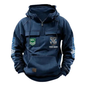 Canterbury-Bankstown BulldogsTactical Quarter Zip Hoodie, All Over Print Tactical Quarter Zip Hoodie NRL159070725339-Dark Blue