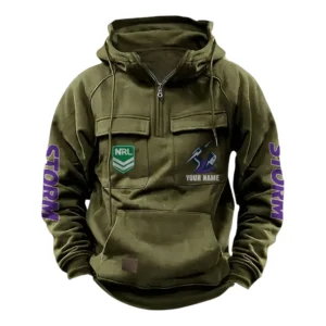 Melbourne StormTactical Quarter Zip Hoodie, All Over Print Tactical Quarter Zip Hoodie NRL159070725342-Army Green
