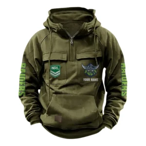 Canberra RaidersTactical Quarter Zip Hoodie, All Over Print Tactical Quarter Zip Hoodie NRL159070725343-Army Green