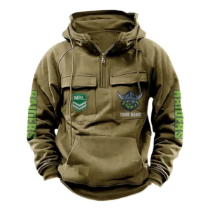 Canberra RaidersTactical Quarter Zip Hoodie, All Over Print Tactical Quarter Zip Hoodie NRL159070725343-Khaki