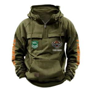 Wests TigersTactical Quarter Zip Hoodie, All Over Print Tactical Quarter Zip Hoodie NRL159070725344-Army Green
