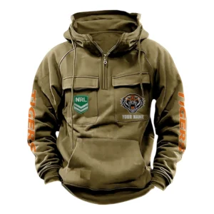Wests TigersTactical Quarter Zip Hoodie, All Over Print Tactical Quarter Zip Hoodie NRL159070725344-Khaki