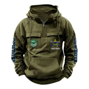 North Queensland CowboysTactical Quarter Zip Hoodie, All Over Print Tactical Quarter Zip Hoodie NRL159070725345-Army Green