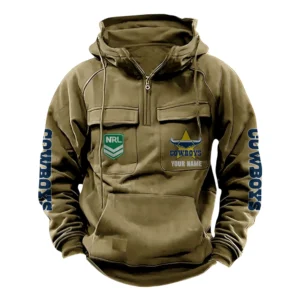 North Queensland CowboysTactical Quarter Zip Hoodie, All Over Print Tactical Quarter Zip Hoodie NRL159070725345-Khaki