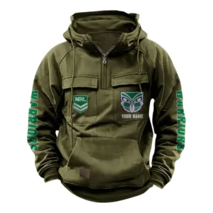 New Zealand WarriorsTactical Quarter Zip Hoodie, All Over Print Tactical Quarter Zip Hoodie NRL159070725346-Army Green