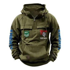 Newcastle KnightsTactical Quarter Zip Hoodie, All Over Print Tactical Quarter Zip Hoodie NRL159070725347-Army Green