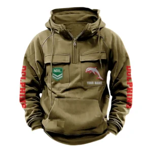 Redcliffe DolphinsTactical Quarter Zip Hoodie, All Over Print Tactical Quarter Zip Hoodie NRL159070725348-Khaki