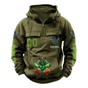Canberra RaidersTactical Quarter Zip Hoodie, All Over Print Tactical Quarter Zip Hoodie NRL161070825113-Army Green