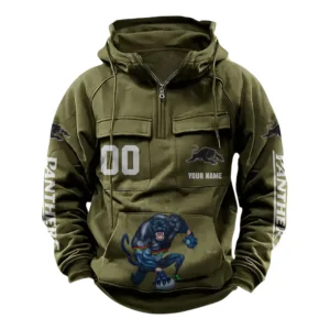 Penrith PanthersTactical Quarter Zip Hoodie, All Over Print Tactical Quarter Zip Hoodie NRL161070825114-Army Green