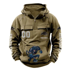 Penrith PanthersTactical Quarter Zip Hoodie, All Over Print Tactical Quarter Zip Hoodie NRL161070825114-Khaki