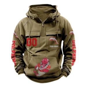 Redcliffe DolphinsTactical Quarter Zip Hoodie, All Over Print Tactical Quarter Zip Hoodie NRL161070825122-Khaki