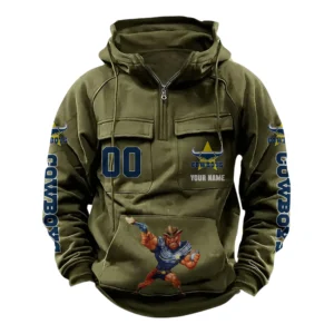 North Queensland CowboysTactical Quarter Zip Hoodie, All Over Print Tactical Quarter Zip Hoodie NRL161070825123-Army Green