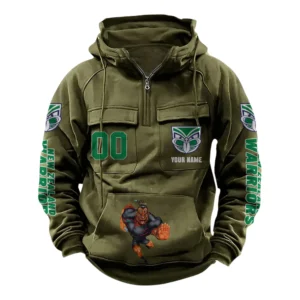 New Zealand WarriorsTactical Quarter Zip Hoodie, All Over Print Tactical Quarter Zip Hoodie NRL161070825125-Army Green