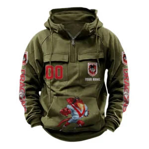 St George Illawarra DragonsTactical Quarter Zip Hoodie, All Over Print Tactical Quarter Zip Hoodie NRL161070825126-Army Green
