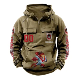St George Illawarra DragonsTactical Quarter Zip Hoodie, All Over Print Tactical Quarter Zip Hoodie NRL161070825126-Khaki